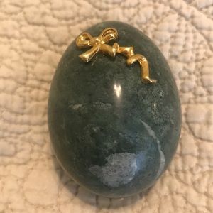 Franklin Mint Green Italian Carrara Marble Egg.